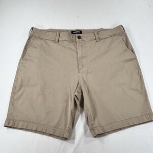 Express Chino Shorts Khaki Size 34 Regular Fit Casual Mens Inseam 7" EUC